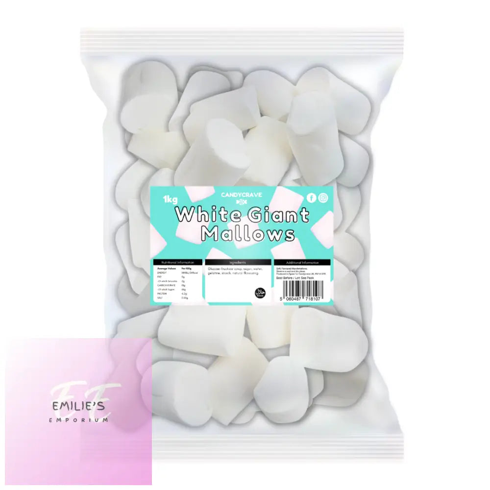 Candycrave Giant White Mallows 1Kg Candy & Chocolate