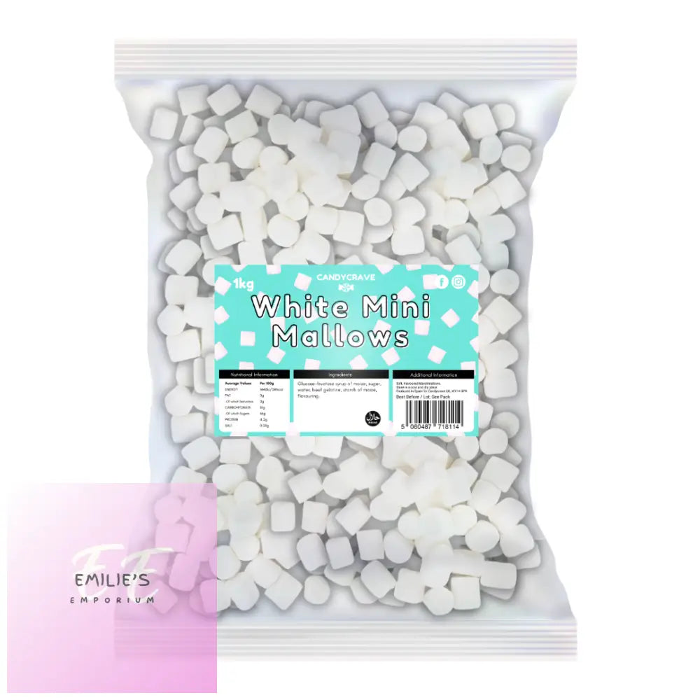 Candycrave Mini White Mallows 1Kg Candy & Chocolate