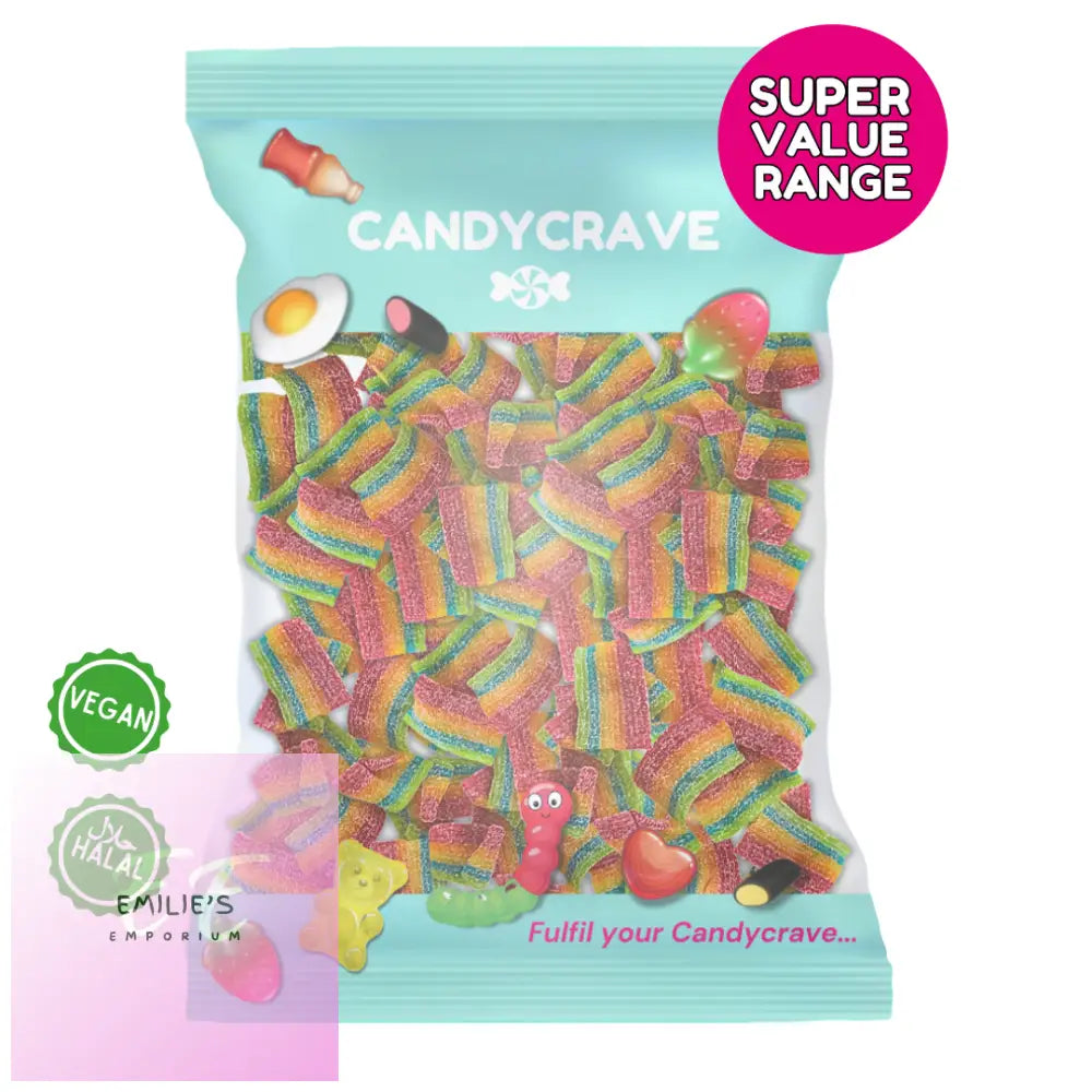 Candycrave Super Value Fizzy Rainbow Belts 1Kg