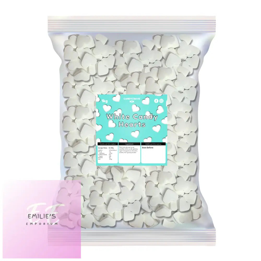 Candycrave White Candy Hearts 1Kg & Chocolate