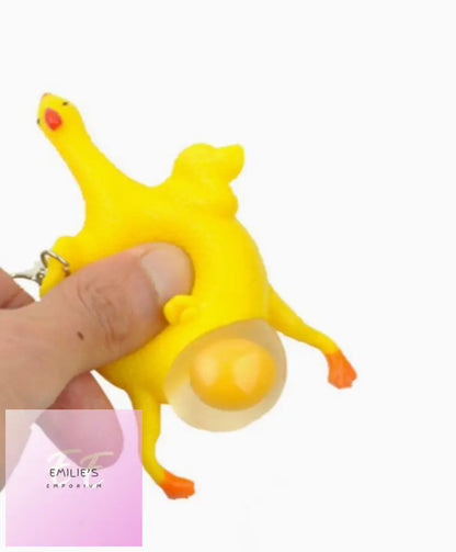 Chicken Laying Egg Stress Toy Key Ring