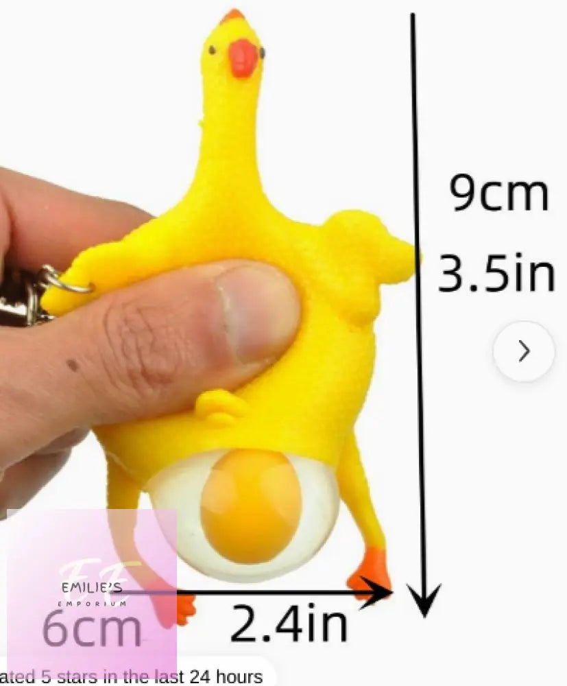 Chicken Laying Egg Stress Toy Key Ring