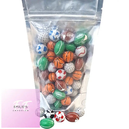 Chocolate Flavour Sports Balls - Silver Pouch