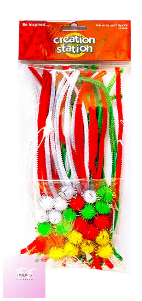 Christmas 64Pc Pipe Cleaner/Pom Pom Value Pack