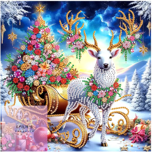 Christmas White Deer Diamond Art