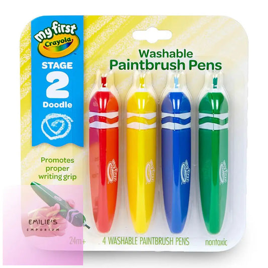 Crayola Washable Paintbrush Pens Tripod Grip 4 Pack