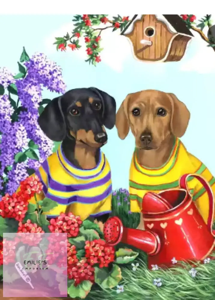 Dachshunds Gardening Diamond Art