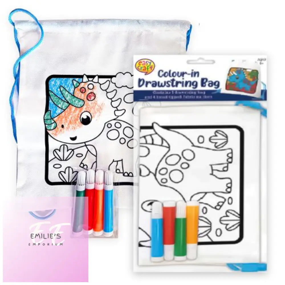 Dinosaurs Colour In Drawstring Bag Kit