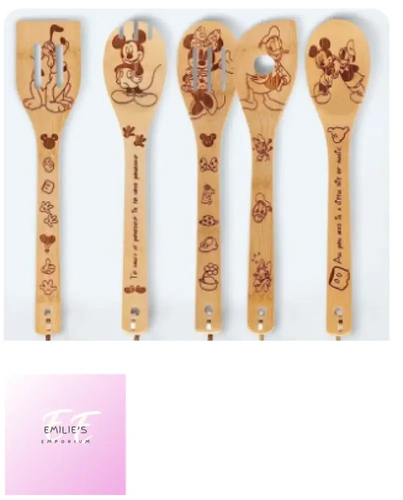 Disney Mickey & Friends 5Pc Wooden Spatula Set