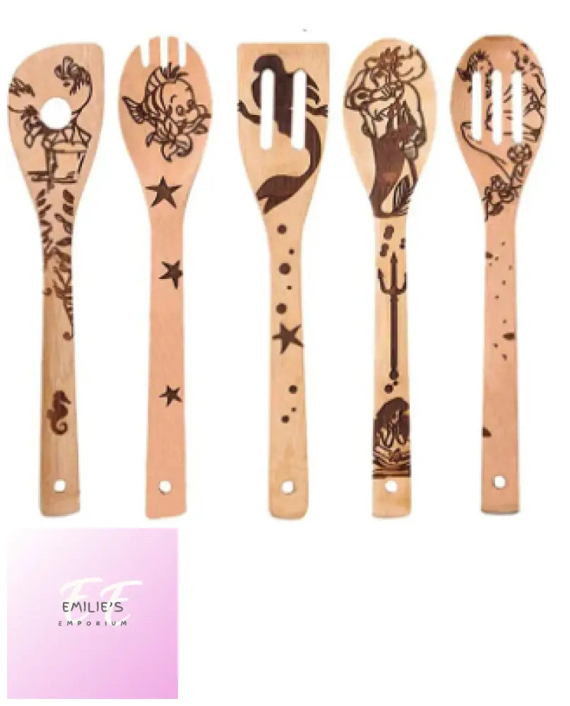 Disney The Little Mermaid 5Pc Wooden Spatula Set