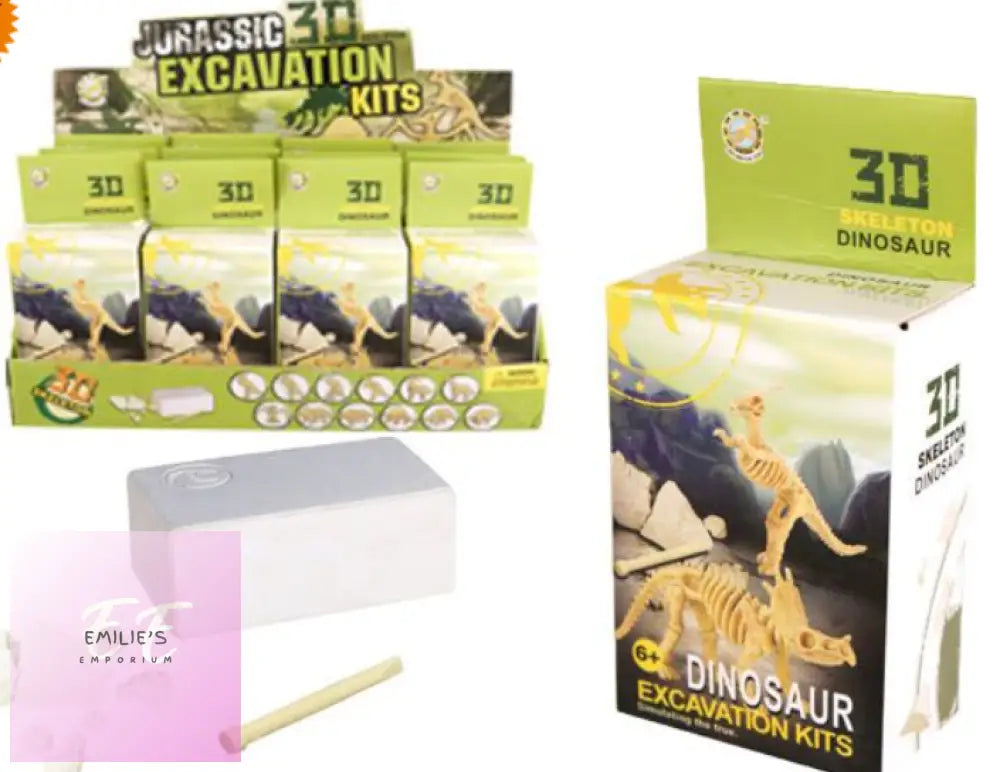 Display Of 12X Jurassic 3D Excavation Kits In Assorted Designs