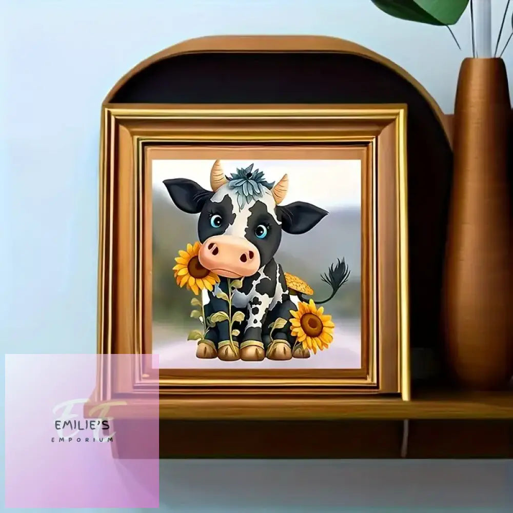 Diy 5D Diamond Painting Set Animal Series Cow And Sunflowers