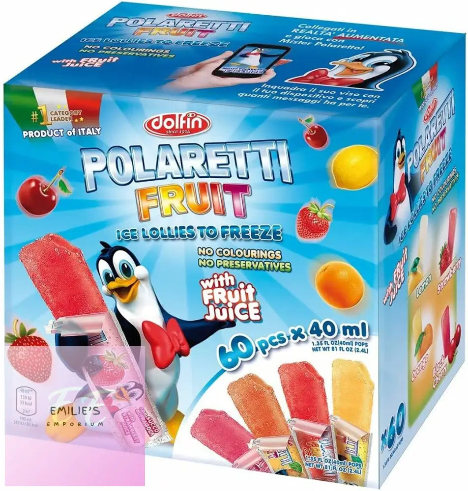Dolfin Polaretti Fruit Juice Freezer Pops Ice Lollies To Freeze Pack Of 60X40Ml 1 Ice Lollie