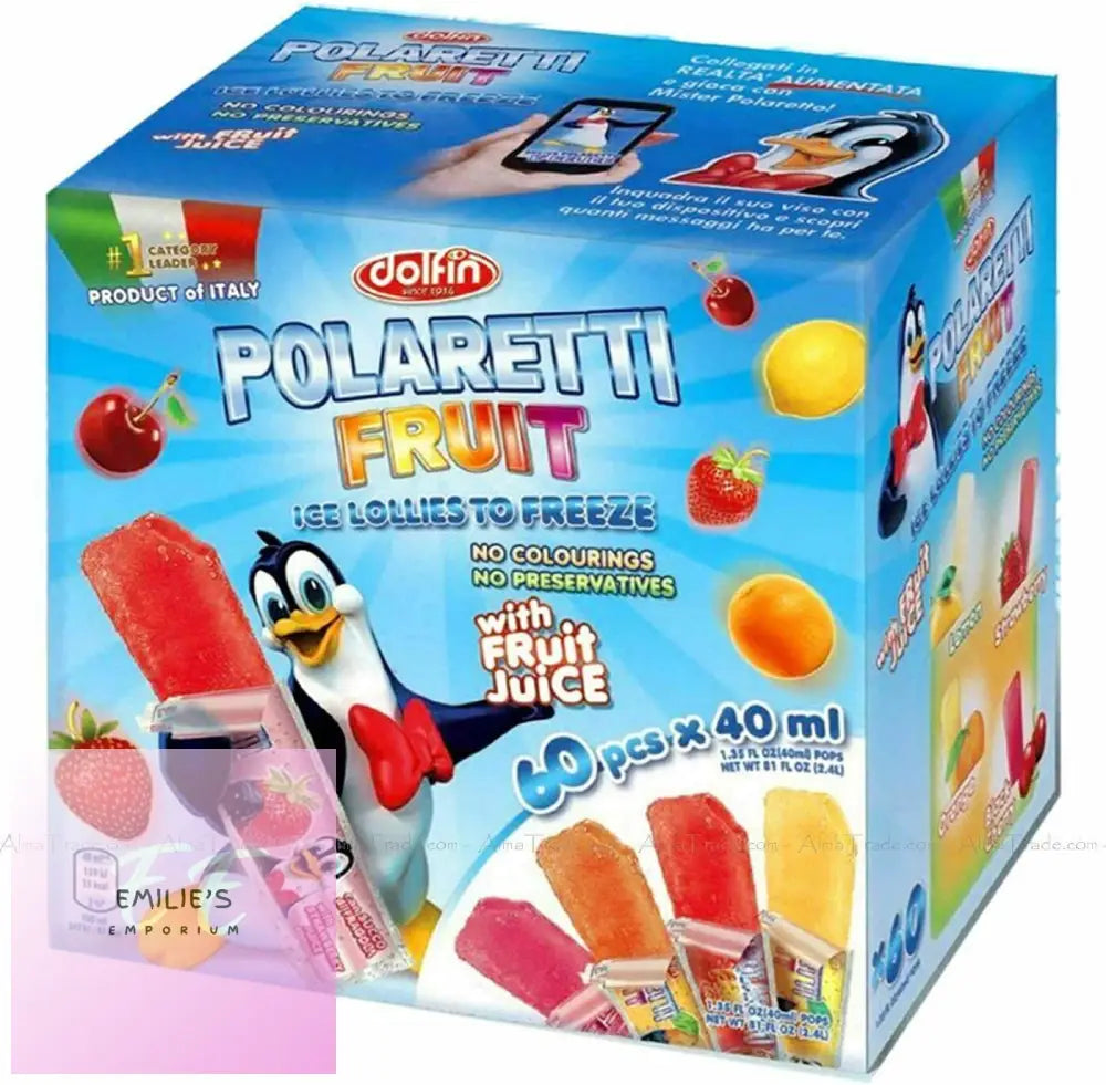 Dolfin Polaretti Fruit Juice Freezer Pops Ice Lollies To Freeze Pack Of 60X40Ml 1 Ice Lollie