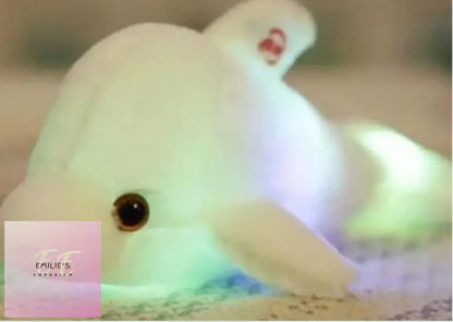 Dolphin Plush Toy Led Light 30Cm-Colour Choices White