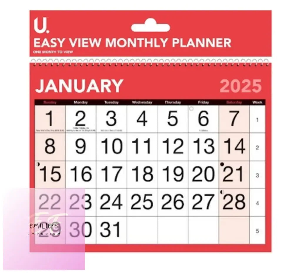 Easy View 2025 Calendar