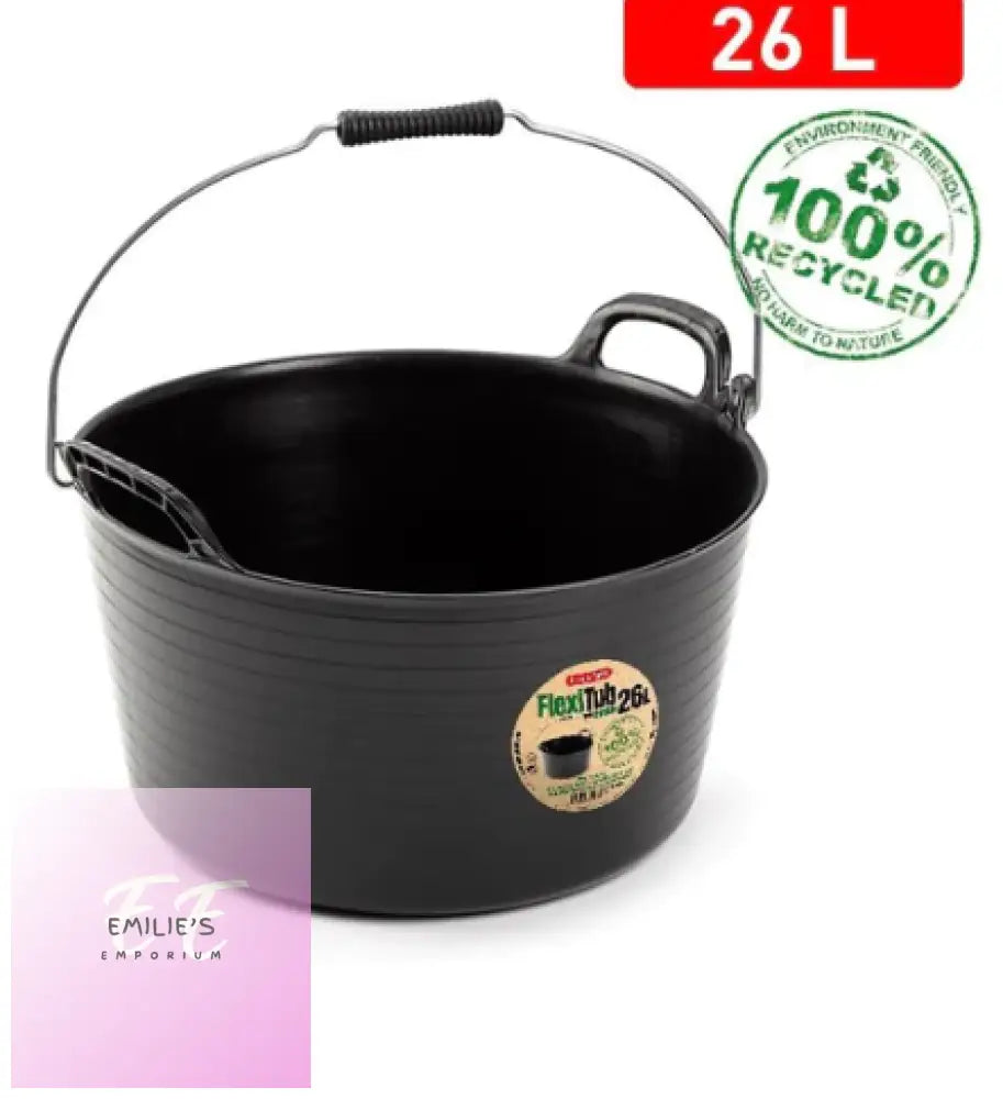 Eco Flexi Tub With Metal Handle Black - 26L