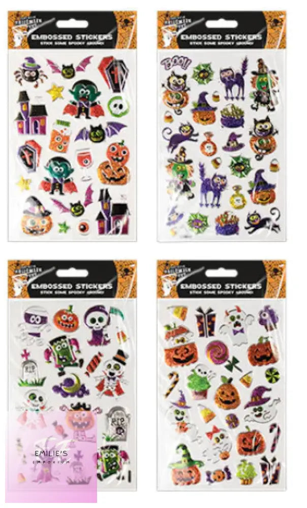 Embossed Foil Halloween Stickers - Assorted