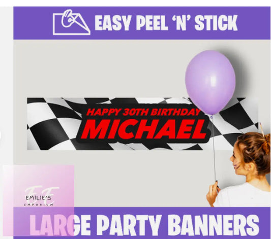 F1 Formula 1 Personalised Kids Birthday Self Adhesive Party Banner Design