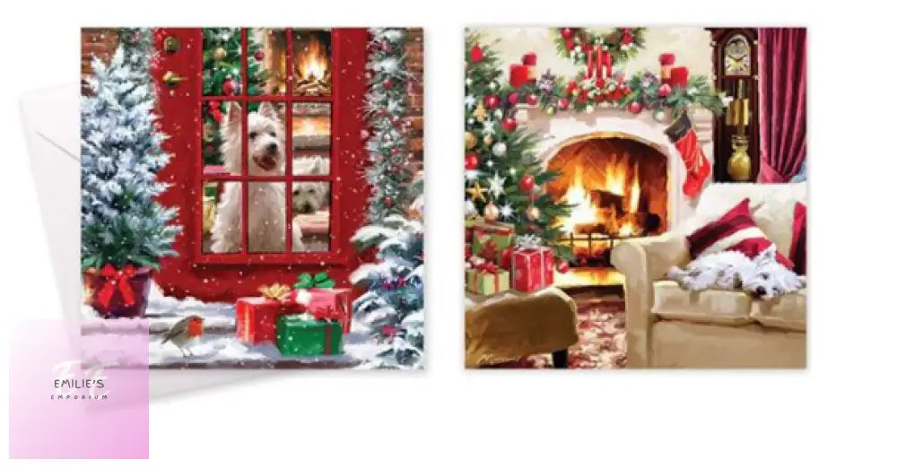 Festive Wonderland 10Pk Square Christmas Cards - Dogs X24 Boxes