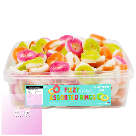 Fizzy Assorted Rings Tub (Candycrave) 600G Candy & Chocolate