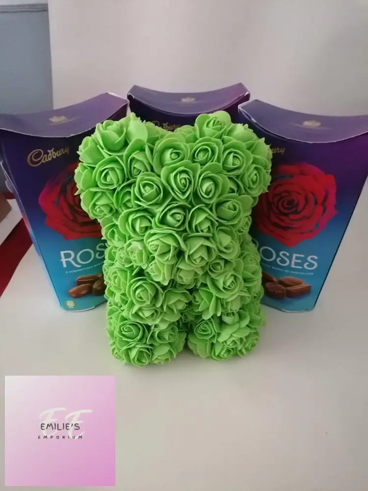 Foam Rose Teddy Bears - Choice Of Colour Green Foam Flowers