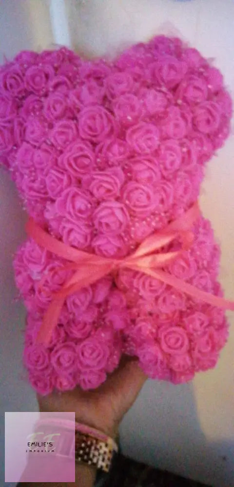 Foam Rose Teddy Bears - Choice Of Colour Pink Foam Flowers