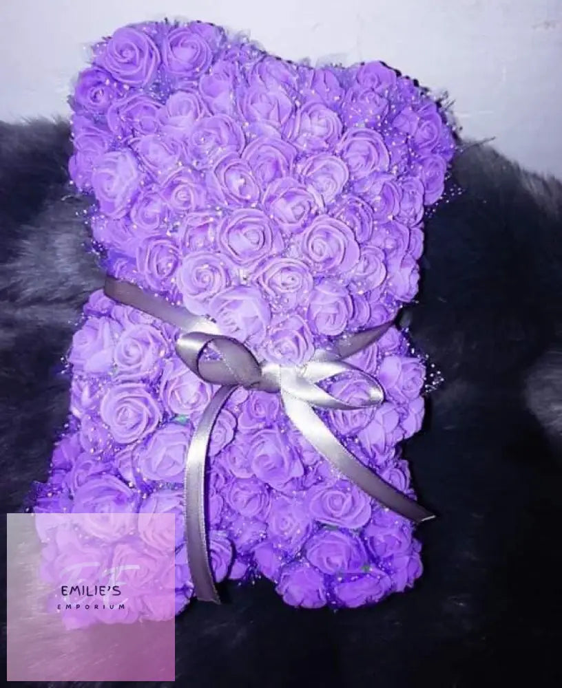 Foam Rose Teddy Bears - Choice Of Colour Purple Foam Flowers