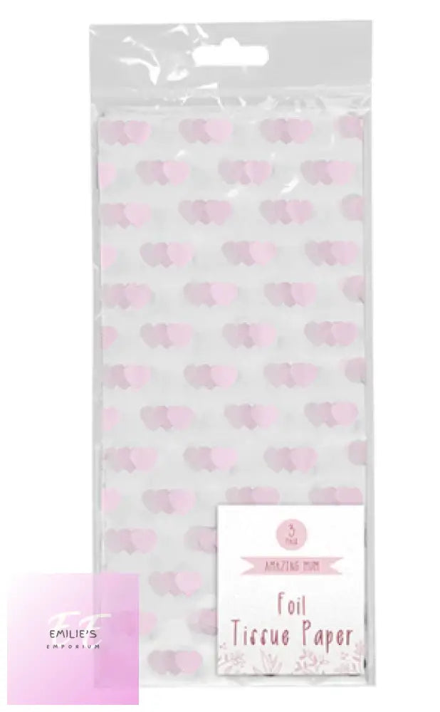 Foil Heart Tissue Paper - 3 Sheets