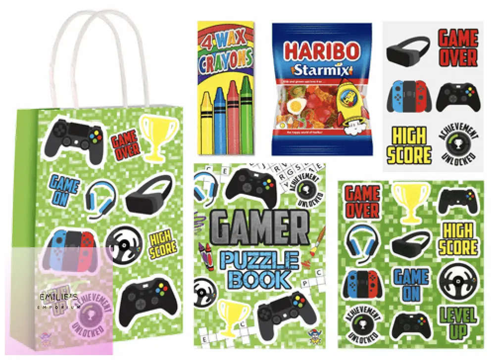Gamer Party Bag Pre Filled Gift 4Items + Haribo Starmix (T)