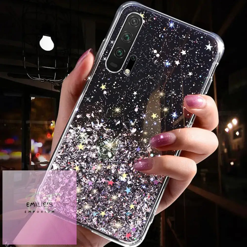 Glitter Luxury Soft Phone Case For Huawei - Choice Of Colour And Phone Size Black / P20 Lite