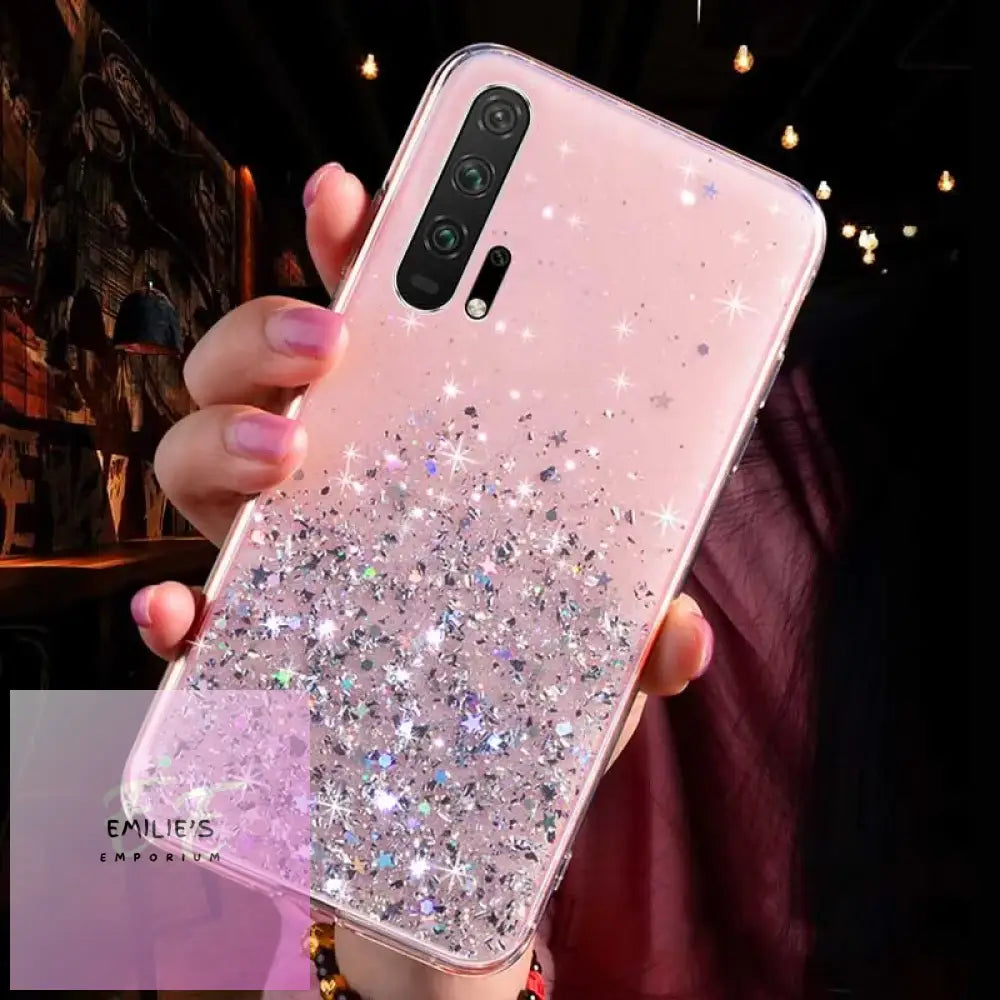 Glitter Luxury Soft Phone Case For Huawei - Choice Of Colour And Phone Size Pink / P20