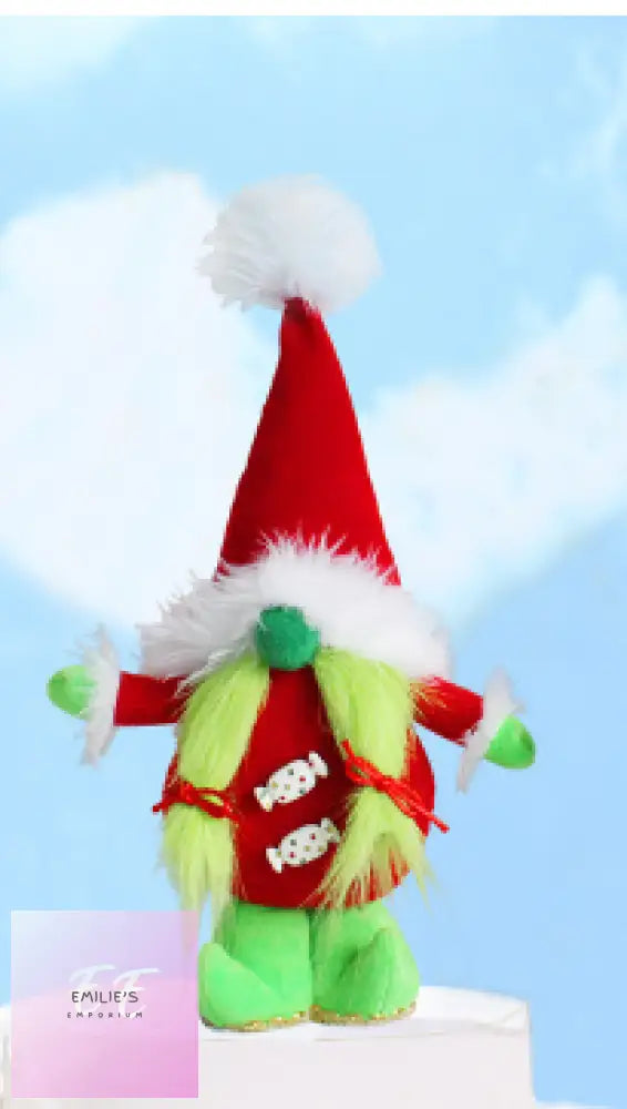 Grinch Faceless Standing Doll Fashion Green Fur Monster Dwarf Elf Decorations