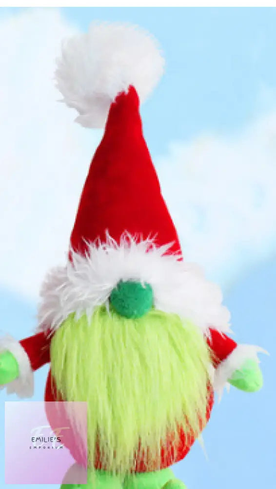 Grinch Faceless Standing Doll Fashion Green Fur Monster Dwarf Elf Decorations