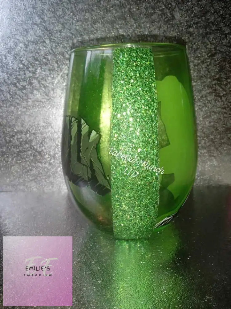 H Inspired By Handmade Glass Glitter - Dark Green