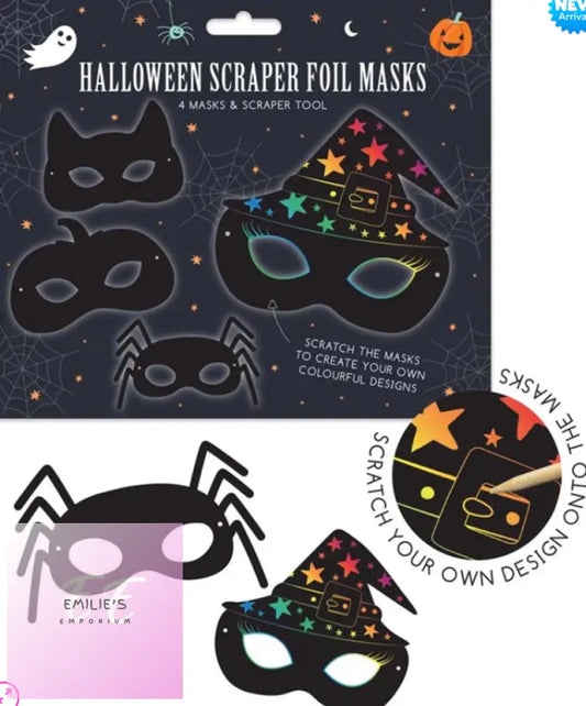 Halloween Scratch Art Masks Kit (4 + Tool)