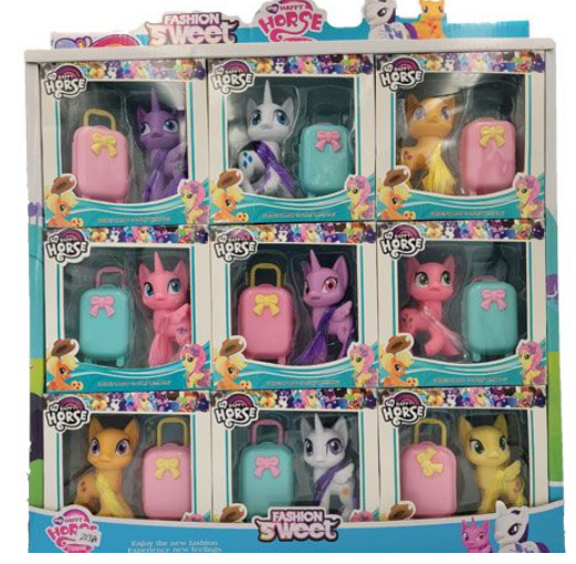 Display Of 18 Happy Horse/Unicorn With Travel Case