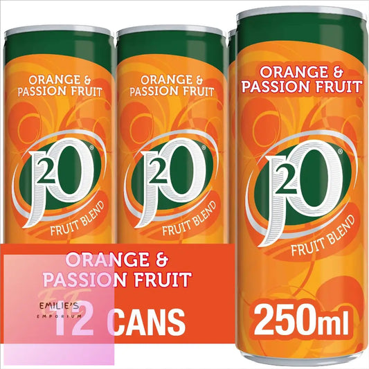 J2O Fruit Juice Orange And Passionfruit 250Ml Cans (Pack Of 12)