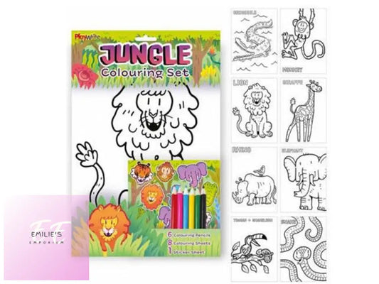 Jungle Colouring Kit With Pencils And Stickers