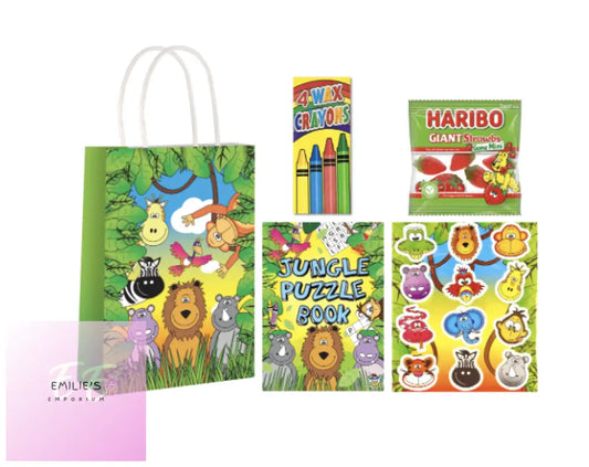 Jungle Party Gift Bag Pre Filled - Includes 3 Items + Haribo Strawbs
