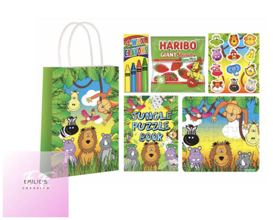 Jungle Party Gift Bag Pre Filled - Includes 4 Items + Haribo Strawbs