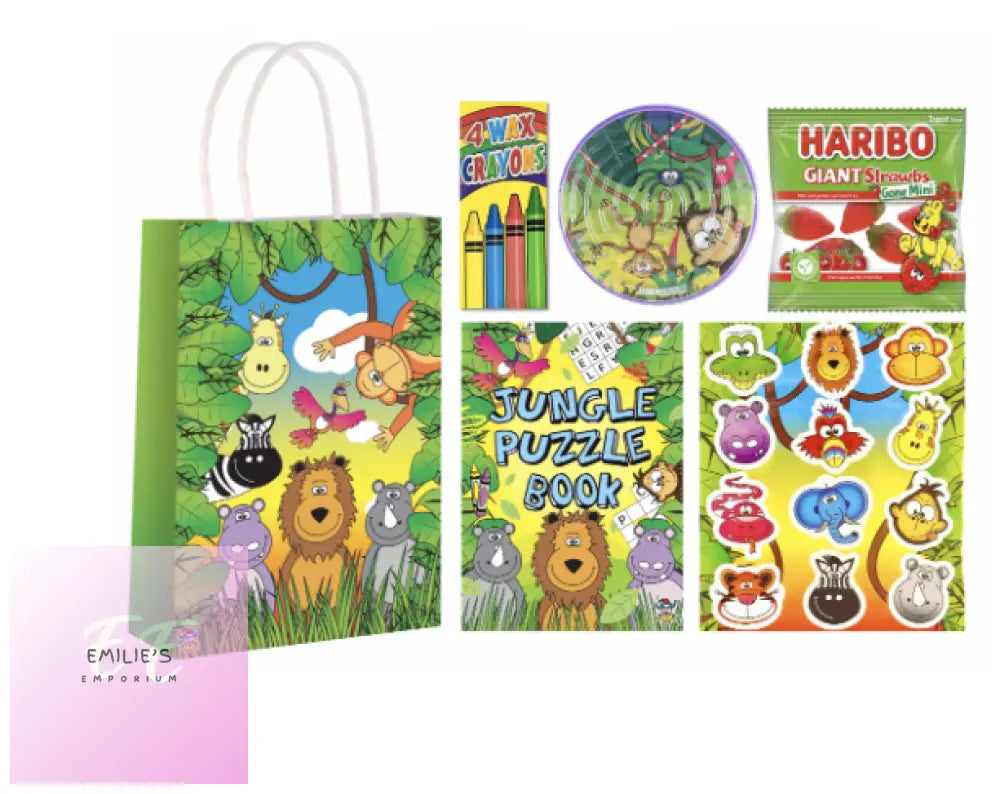 Jungle Party Gift Bag Pre Filled - Includes 4 Items (M) + Haribo Strawbs