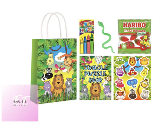 Jungle Party Gift Bag Pre Filled - Includes 4 Items (S) + Haribo Strawbs