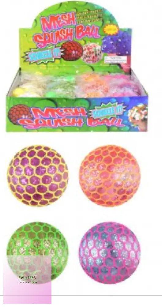 Light Up Squeeze Squishy Mesh Ball 7Cm With Net X12