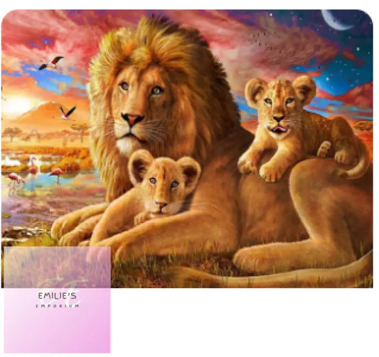 Lion With 2 Cubs Diamond Art