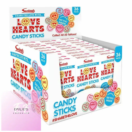 Love Hearts Candy Sticks (Swizzels) 36Packs