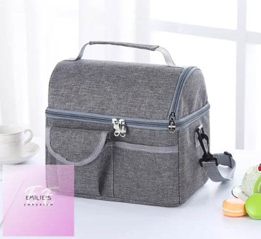 Lunch Bag Reusable Insulated Thermal Grey