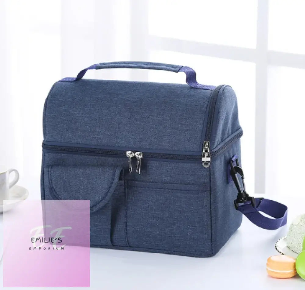 Lunch Bag Reusable Insulated Thermal Navy Blue
