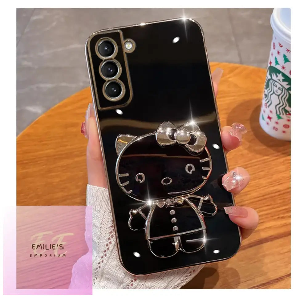 Luxury Plating Hello Kitty Case For Samsung Galaxy S10 & Plus - Choice Of Colour Black /