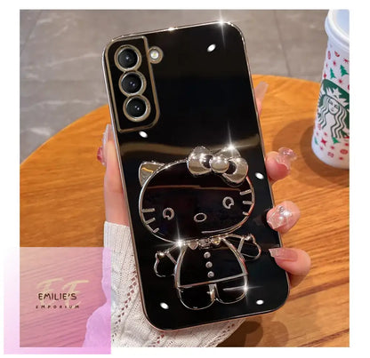 Luxury Plating Hello Kitty Case For Samsung Galaxy S10 & Plus - Choice Of Colour Black /